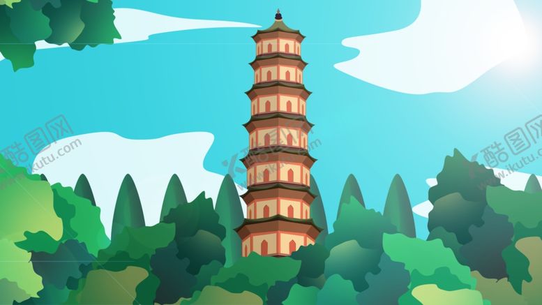 编号：21043210211238408340【酷图网】源文件下载-中国风建筑插画