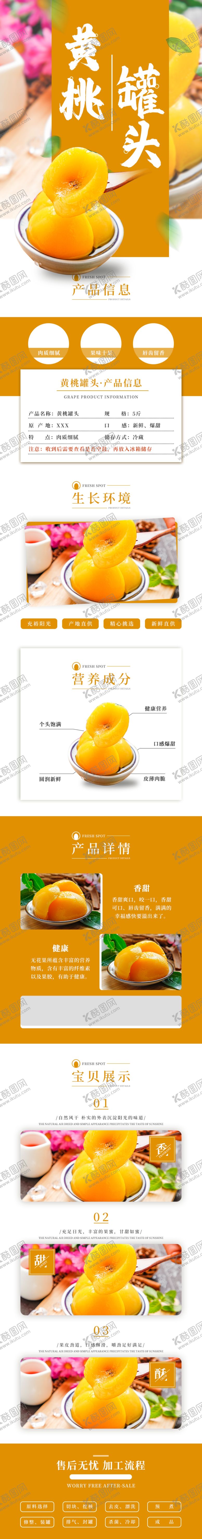编号：16849303131353475364【酷图网】源文件下载-橙色小清新黄桃罐头详情描述
