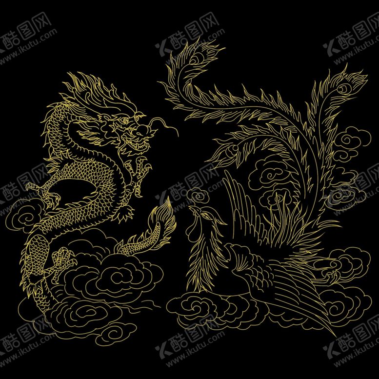 编号：66518006241750448483【酷图网】源文件下载-龙凤古风传统国风烫金背景素材