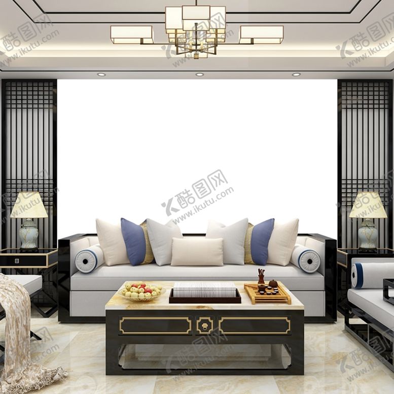 编号：23642011011400502865【酷图网】源文件下载-中式背景墙纸样机