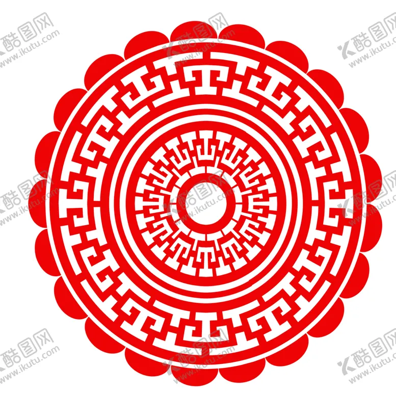编号：42663504170408098097【酷图网】源文件下载-圆形剪纸免扣元素PNG