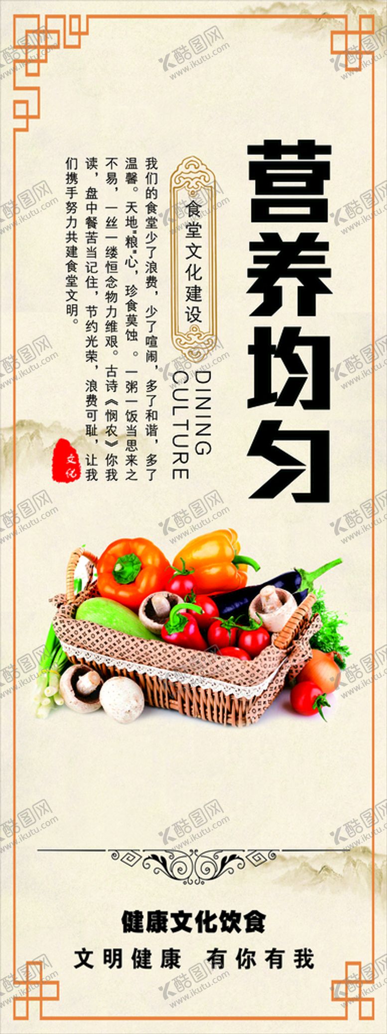 编号：77961710232356054187【酷图网】源文件下载-健康饮食文化展架