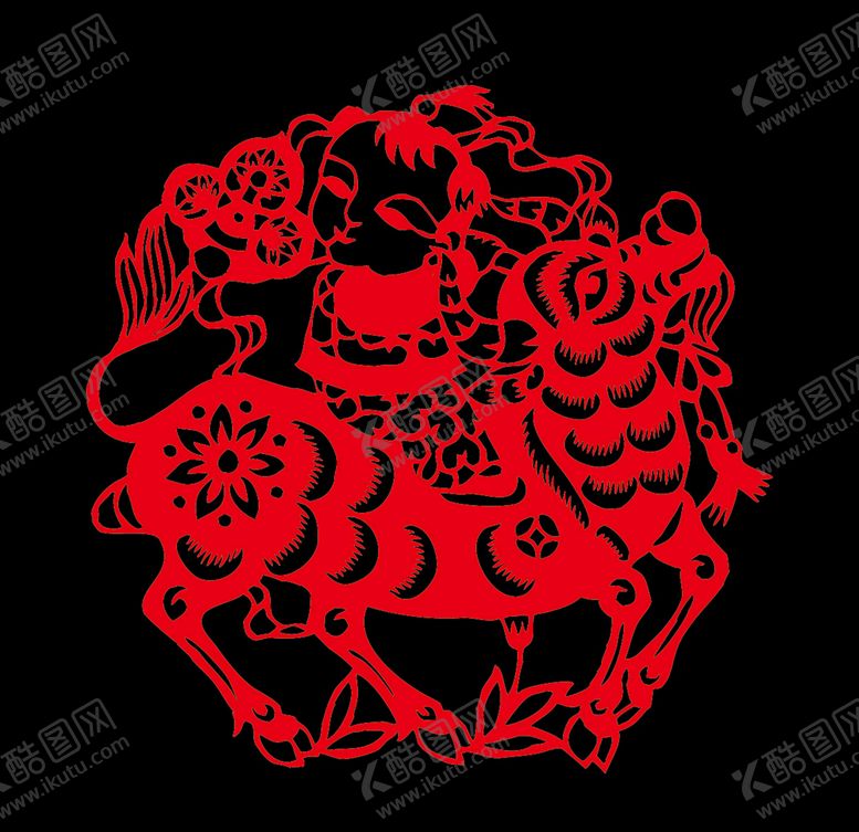 编号：25127907141442364028【酷图网】源文件下载-牛年剪纸图片