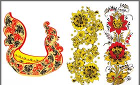 鸡花纹植物花边艺术花纹