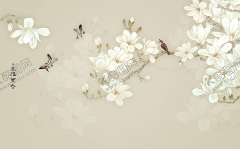 编号：83476709170647206635【酷图网】源文件下载-工笔花鸟背景墙装饰画