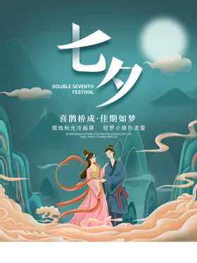 七夕卖场展板钜惠促销