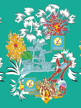 抽象体育建筑印花