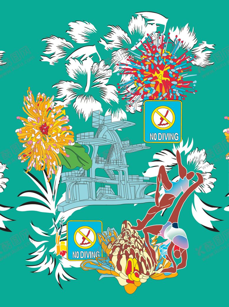 编号：33386610311814565137【酷图网】源文件下载-抽象体育建筑印花