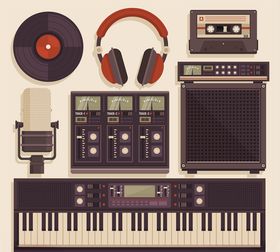 复古音乐工作室元素矢量素材