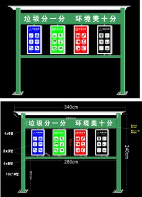 垃圾分类 宣传栏 垃圾桶