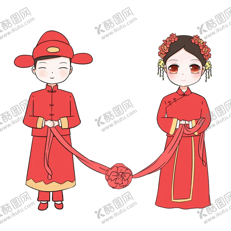 编号：86231406282039107759【酷图网】源文件下载-卡通新郎新娘PNG免扣素材