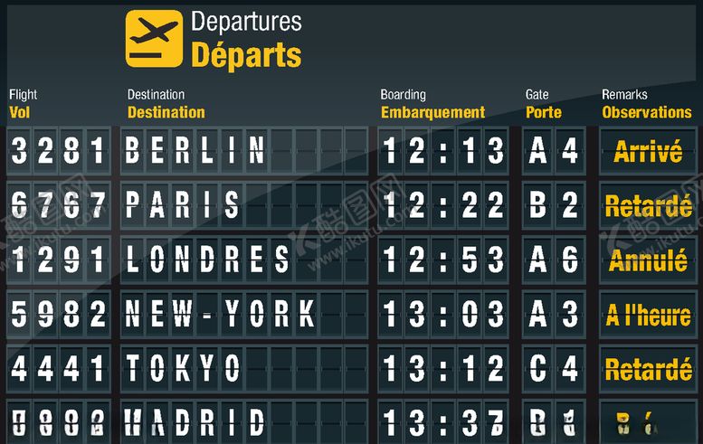 编号：23679009280202421516【酷图网】源文件下载-屏幕设计告示板卡通航班信息