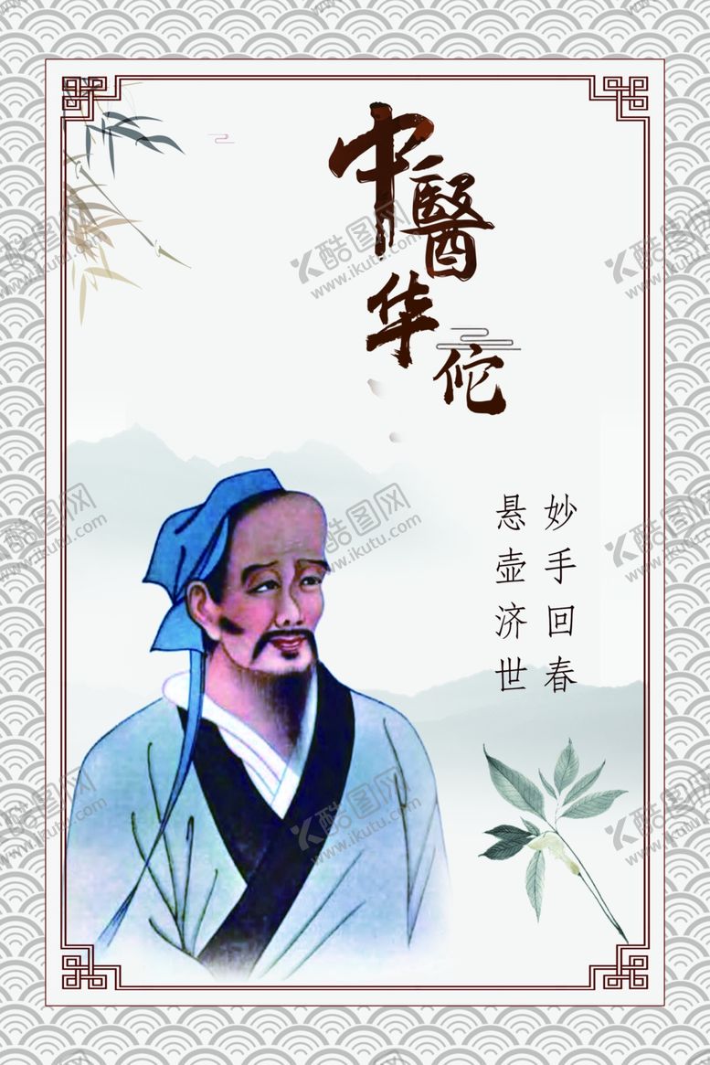 编号：49352910232330177069【酷图网】源文件下载-中医版面华佗中医人物