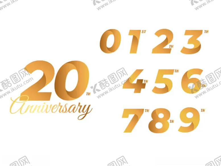 编号：42398901250622199595【酷图网】源文件下载-金色周年数字