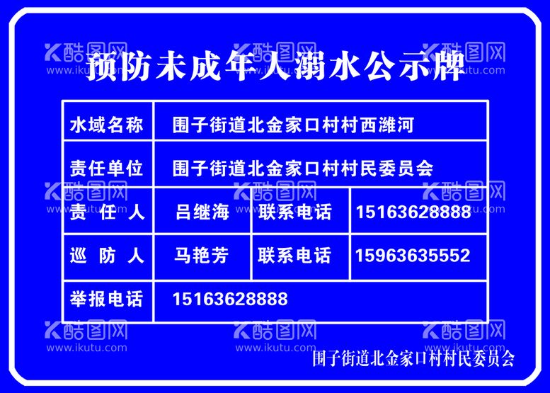 编号：97843009261409587042【酷图网】源文件下载-预防未成年人溺水公示牌