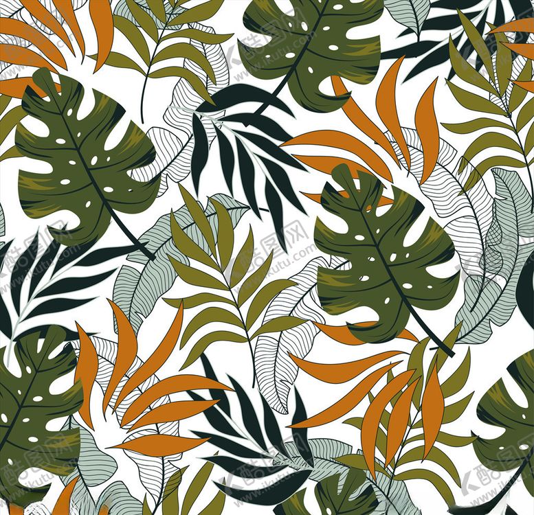 编号：49167510042317167641【酷图网】源文件下载-热带叶子插画