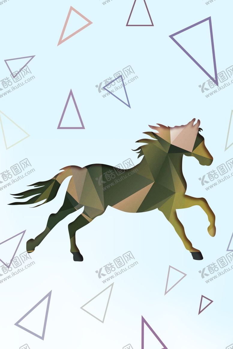编号：95737009152144236749【酷图网】源文件下载-北欧几何动物奔马装饰画图片