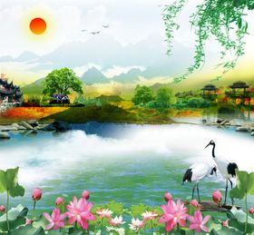风景画背景墙