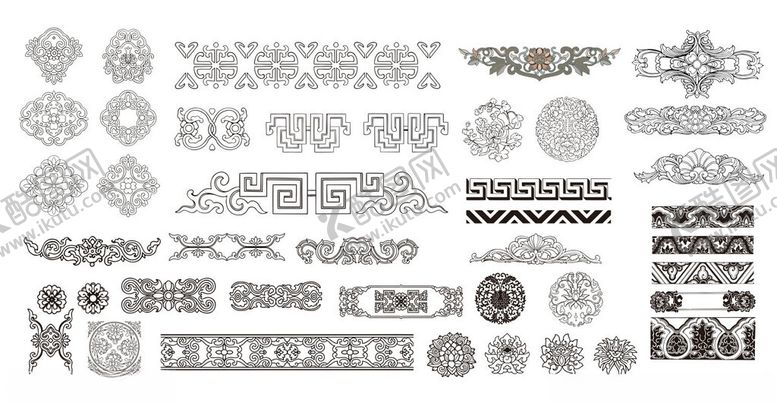 编号：29135411021436333969【酷图网】源文件下载-多样古典古代花纹图案设计素材