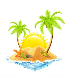 沙滩背景夏天插画海水