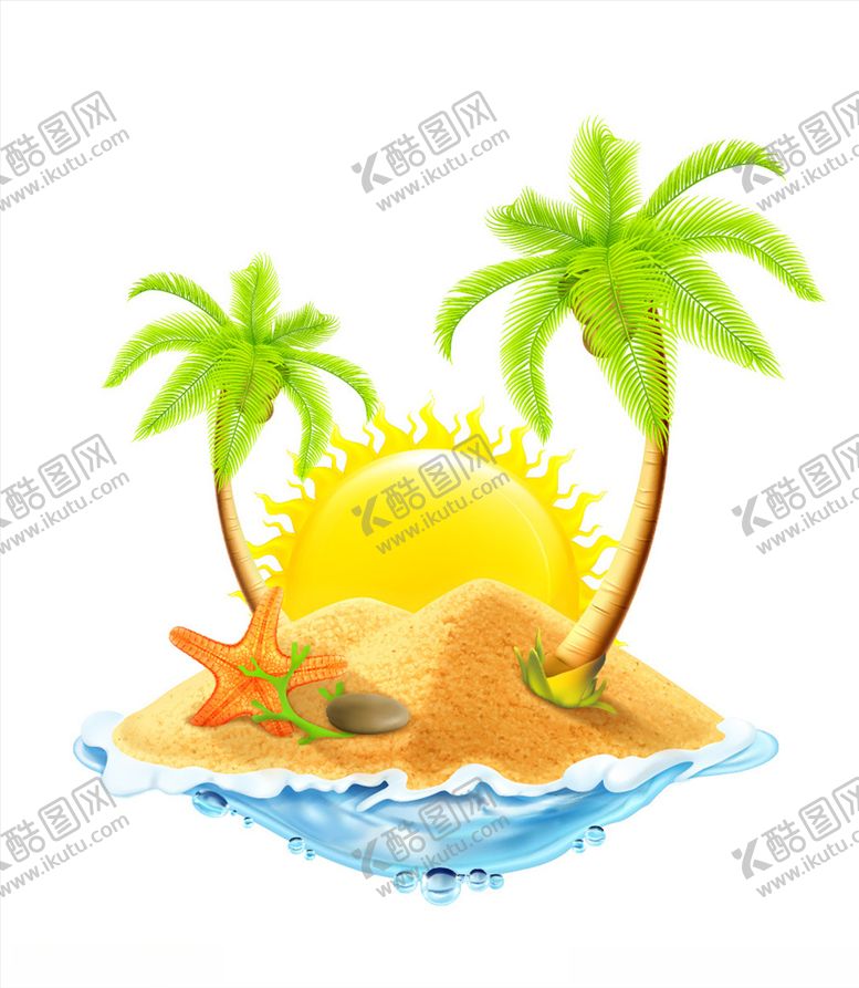 编号：94398509160115067360【酷图网】源文件下载-夏天元素海边沙滩海水水