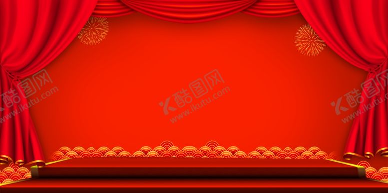 编号：40371205062117034113【酷图网】源文件下载-红色喜庆舞台展台背景素材