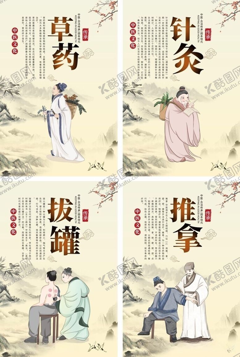 编号：26047105280837571884【酷图网】源文件下载-复古创意中医养生系列海报挂画