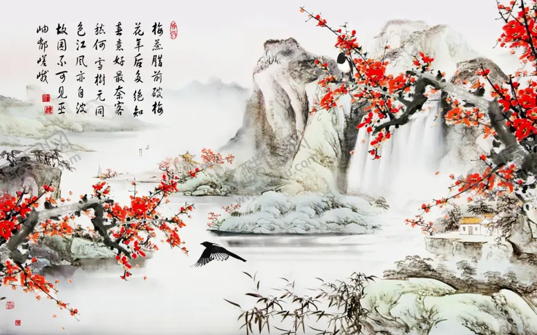 编号：32598305062239579610【酷图网】源文件下载-水墨背景墙