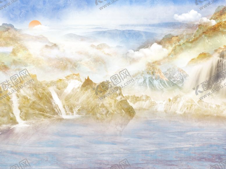 编号：41143707040119367136【酷图网】源文件下载-石纹山水背景墙