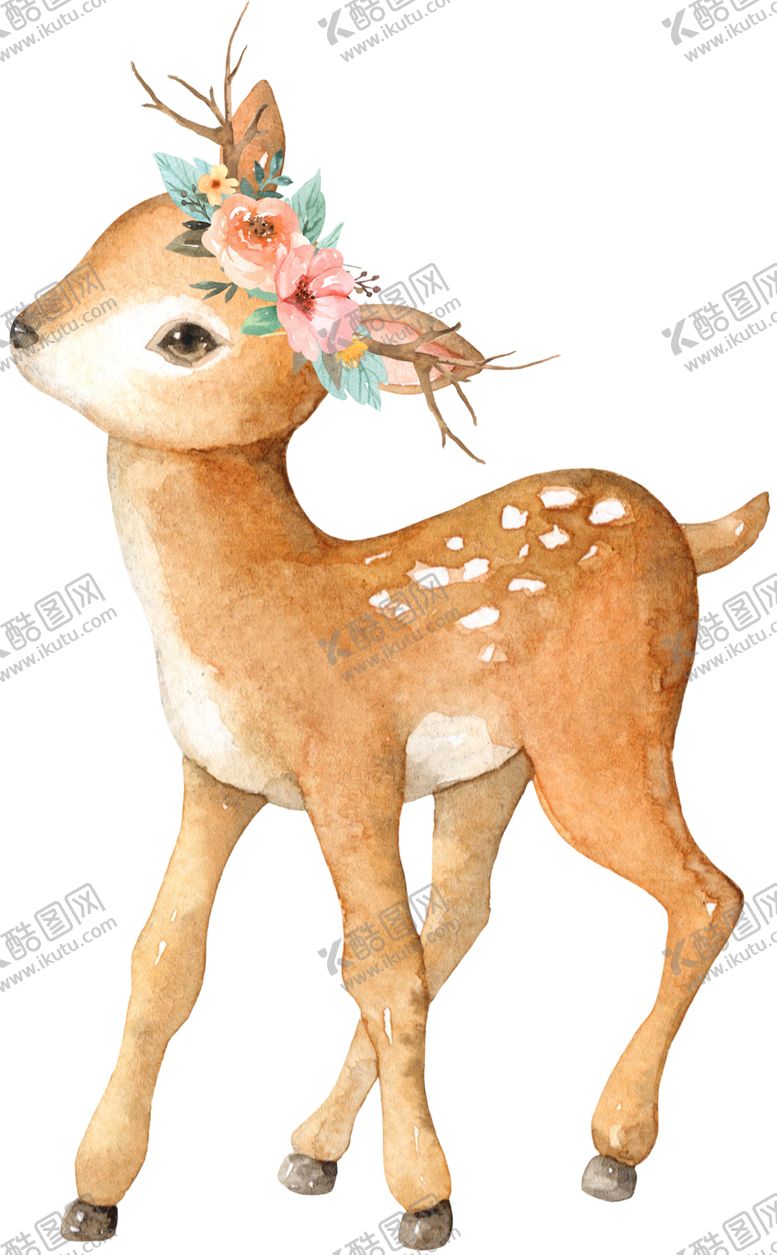 编号：99856609231938306659【酷图网】源文件下载-梅花鹿插画卡通合成海报素材
