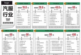 汽服行业活动价格模板