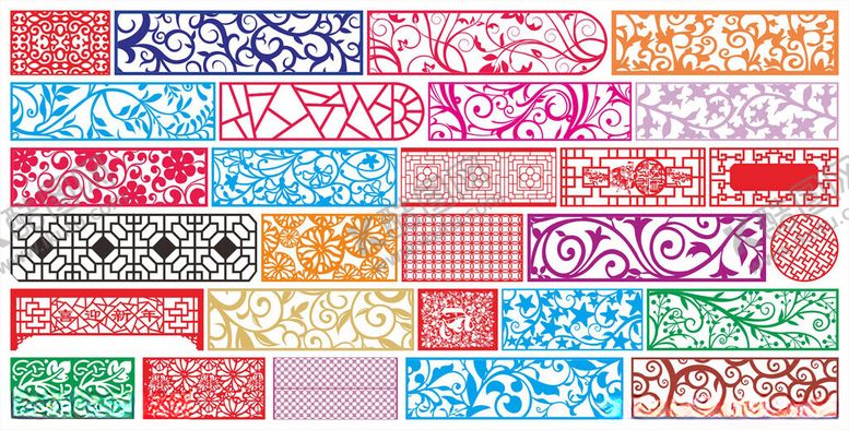 编号：54541410120811139903【酷图网】源文件下载-窗花镂空花纹屏风隔断雕花