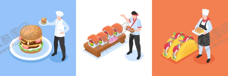 编号：52817612251425527895【酷图网】源文件下载-扁平化美食厨师