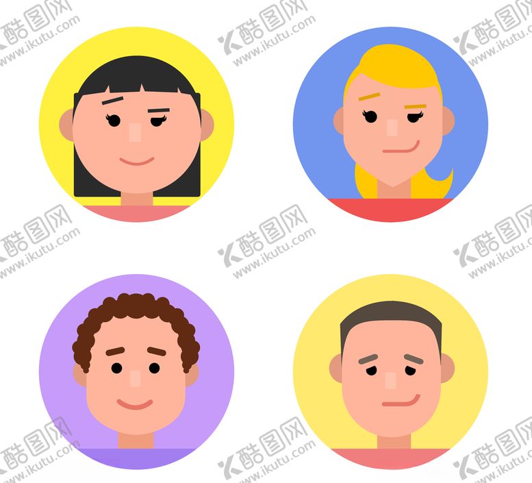 编号：76739509231115472357【酷图网】源文件下载-矢量卡通头像图标