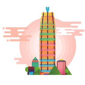 创意城市地标建筑物插画