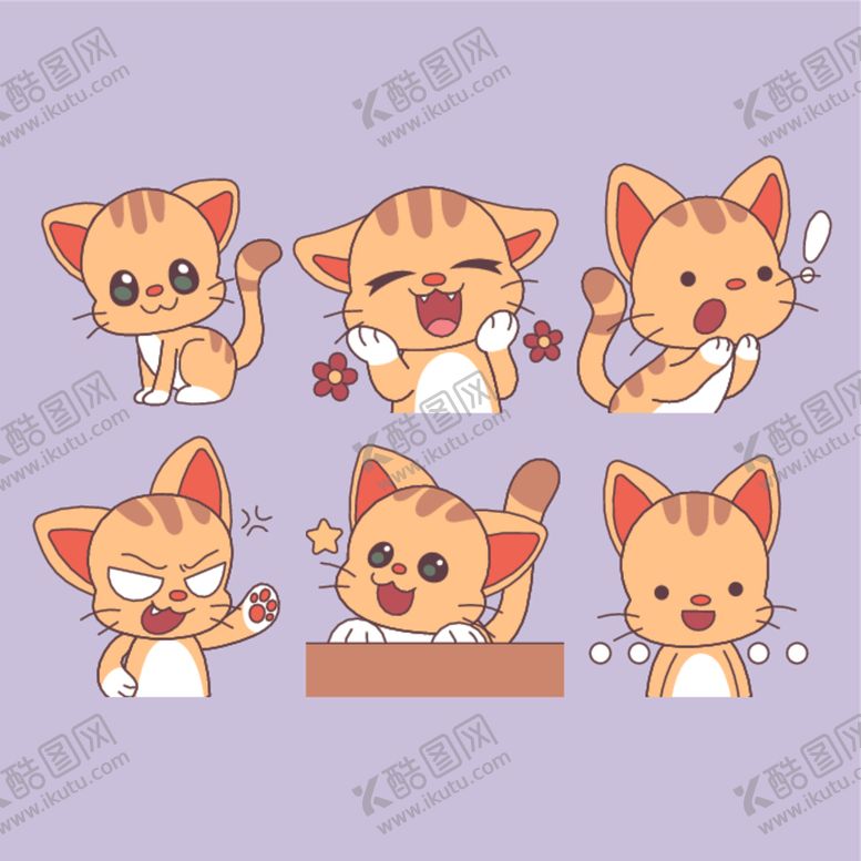 编号：47018810251859226471【酷图网】源文件下载-可爱猫咪多样表情插画