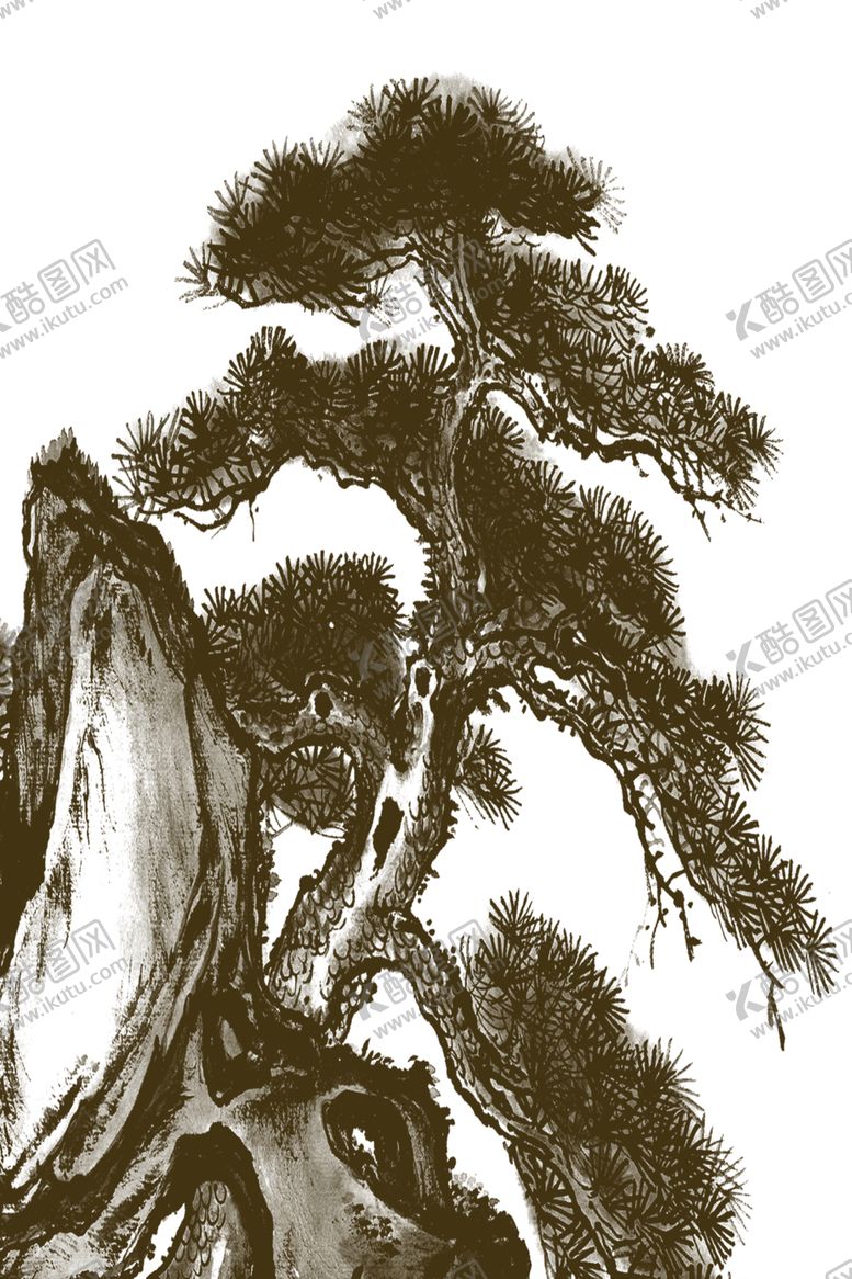编号：44193906241805366504【酷图网】源文件下载-水墨松树