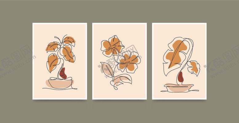编号：47972610092039491280【酷图网】源文件下载-三幅花卉小鸟装饰画