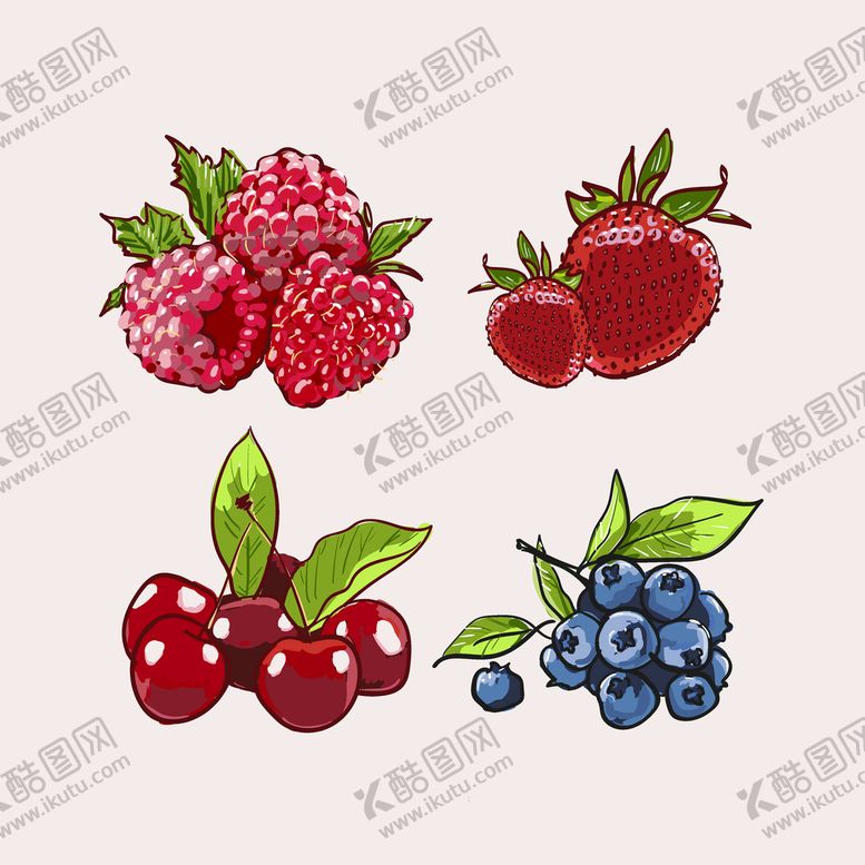 编号：84125009191838597124【酷图网】源文件下载-卡通树莓草莓樱桃蓝莓