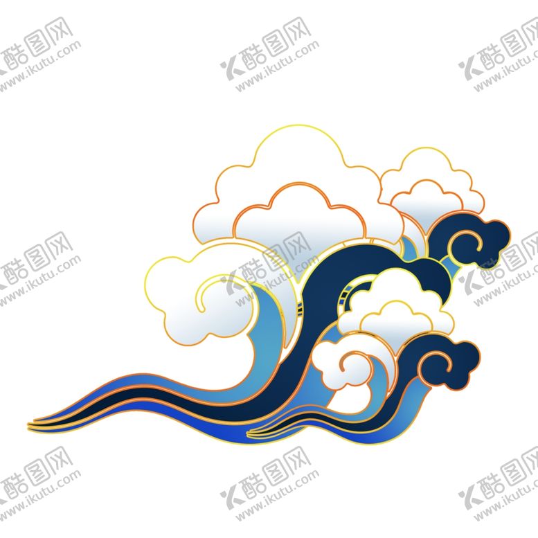 编号：74746910061108086567【酷图网】源文件下载-国潮云朵浪花元素