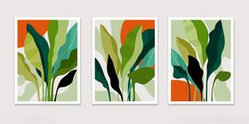 三联绿植抽象装饰画