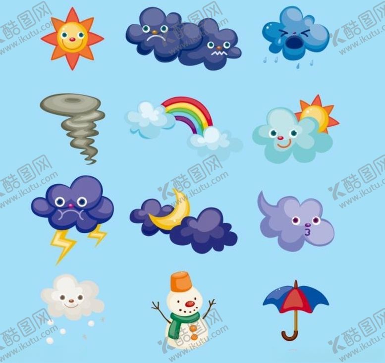 编号：44775507030547384332【酷图网】源文件下载-卡通天气图标
