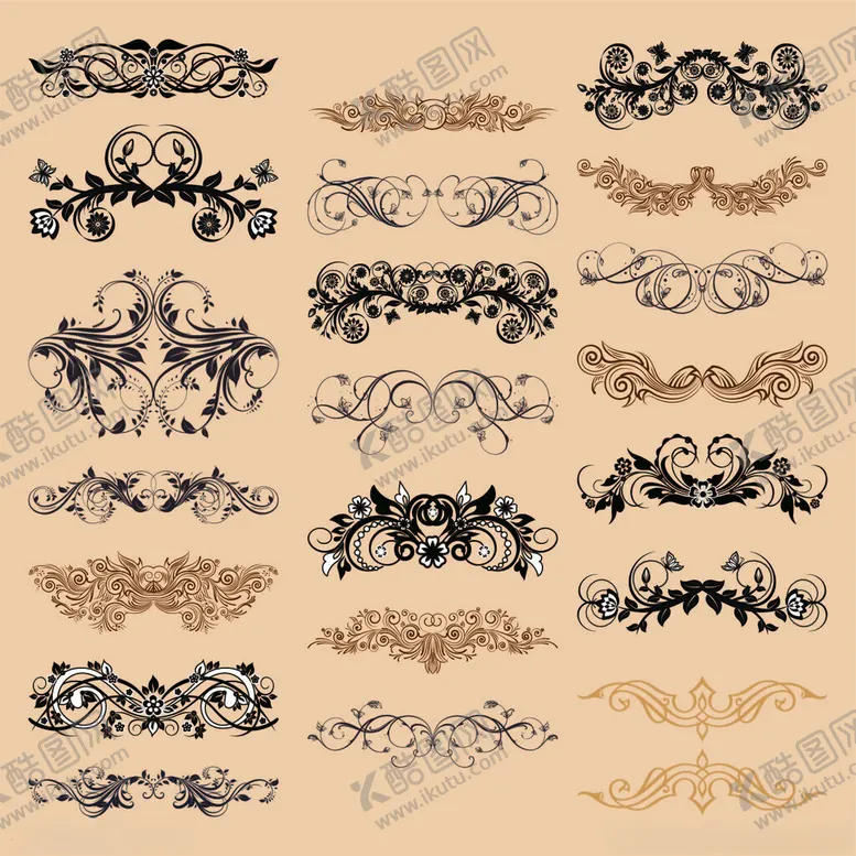 编号：50298512182303266926【酷图网】源文件下载-复古华丽装饰花纹图案集