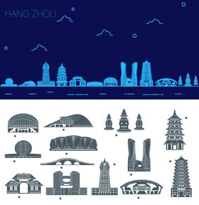 杭州城市建筑线稿