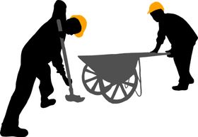 红色建筑工人剪影背景图展板横幅