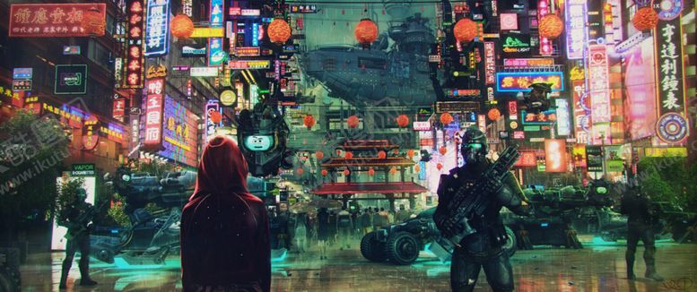 编号：10908506172257365257【酷图网】源文件下载-赛博朋克风未来科技插画