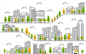欧洲城市街景插画