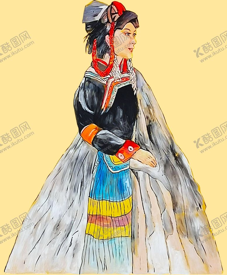 编号：86536410241842163172【酷图网】源文件下载-彝族美女图案