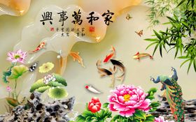 富贵有鱼背景墙