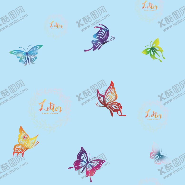 编号：20758905160350007677【酷图网】源文件下载-大牌古驰蝴蝶数码印花